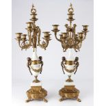 Paar große Bronze Kerzenständer Italien, Pair of large bronze candlesticks from Italy,