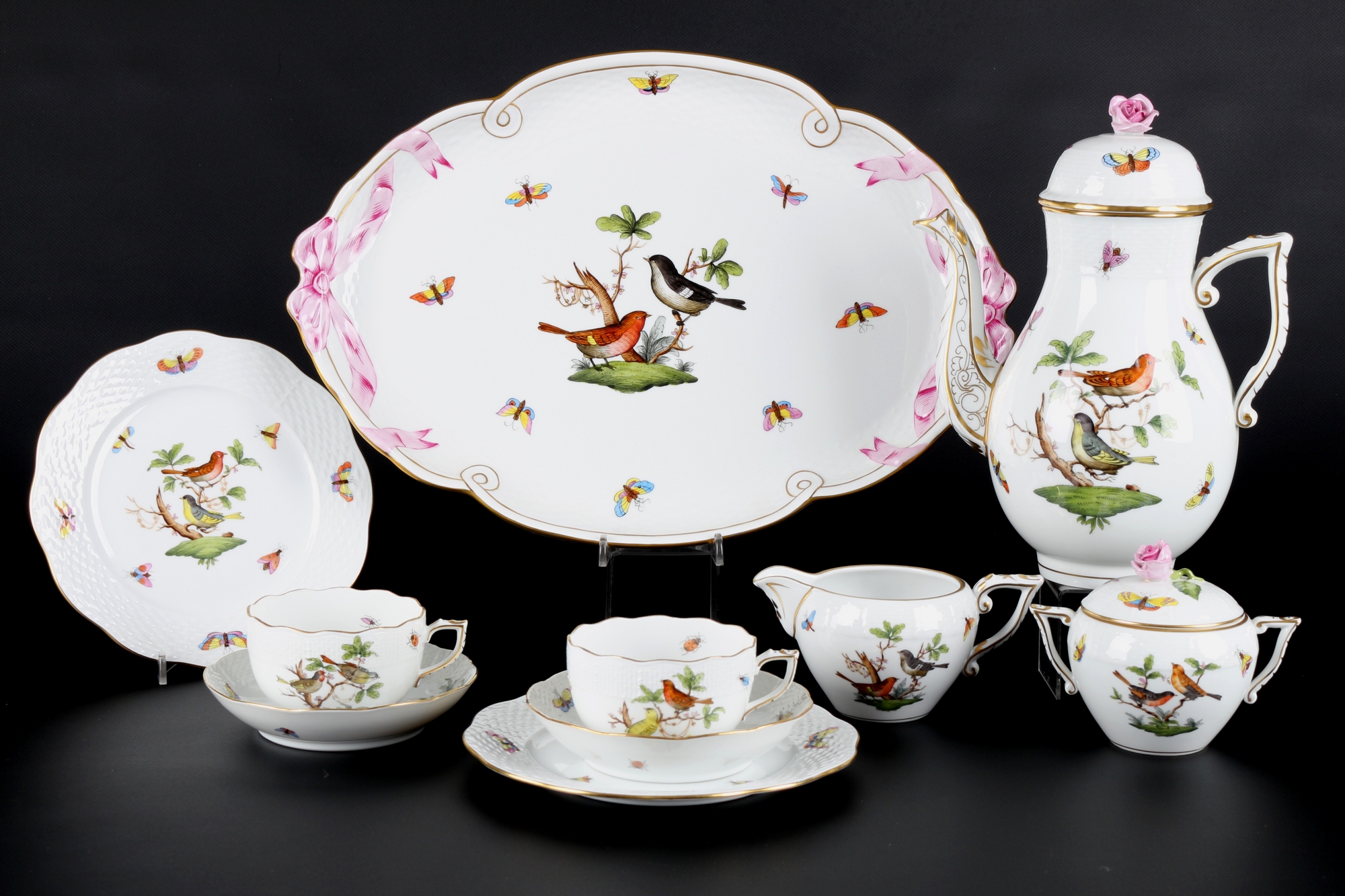 Herend Rothschild Dejeuner, coffee / tea set for 2 pers.,