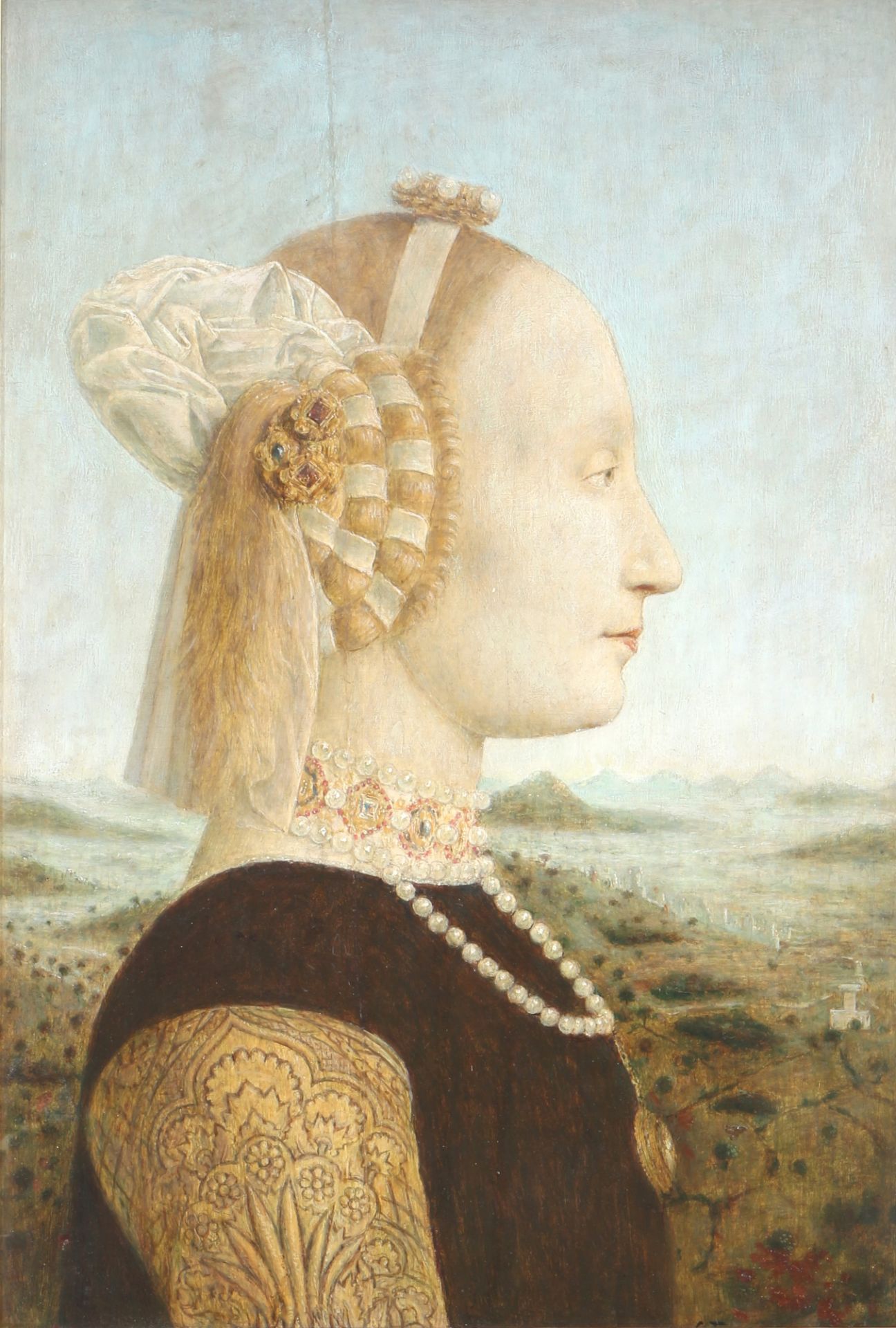 Unbekannter Maler des 19. Jahrhundert, Portrait Battista Sforza Ehefrau von Urbino da Montefeltro,