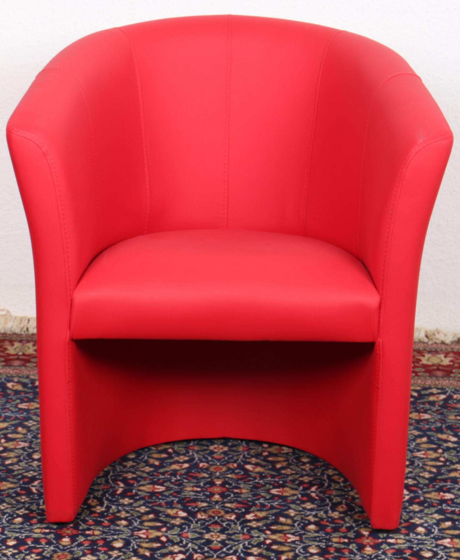 4 rote Designsessel, 4 red design armchairs leather, - Image 2 of 5