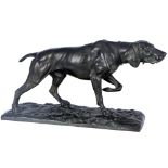 Oskar Pflug (1858-1937) Bronze Jagdhund, bronze hound dog,