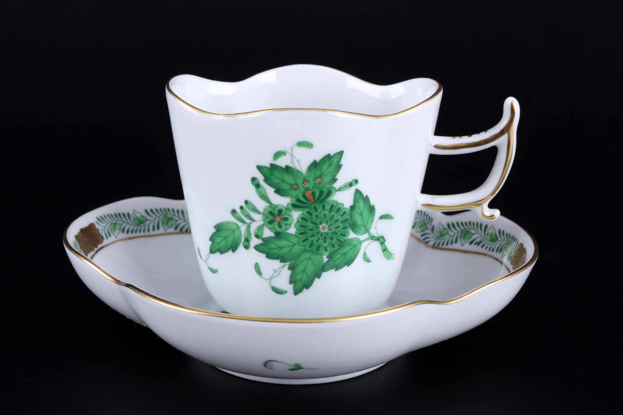 Herend Apponyi Vert 8 Mokkatassen 4198, mocha coffee cups, - Image 2 of 5