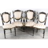 2 Sessel und 2 Stühle im Napoleon III - Stil, 2 armchairs and 2 chairs in Napoleon III style,