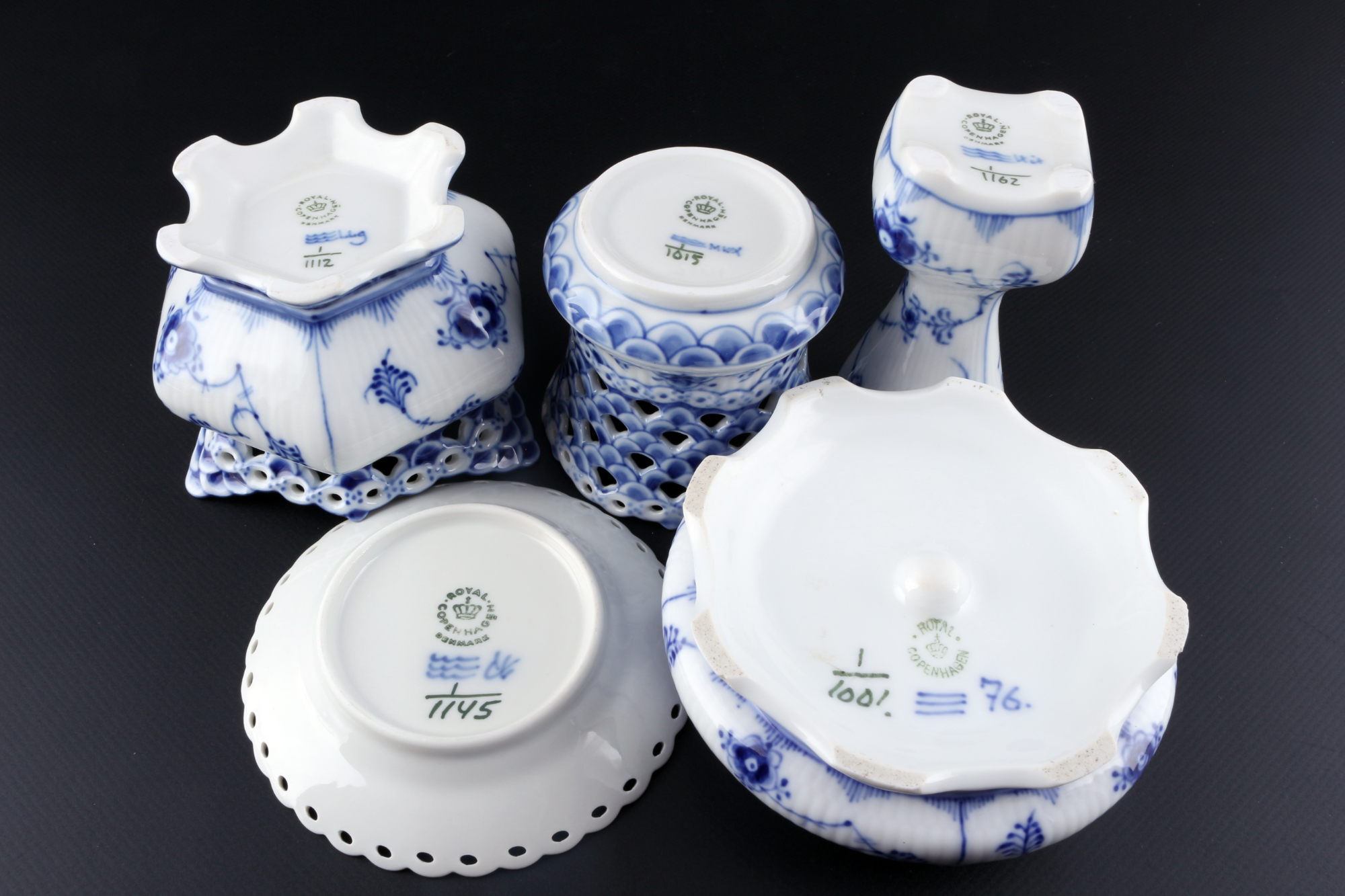 Royal Copenhagen Musselmalet Vollspitze 5-teiliges Porzellan, full lace 5-piece porcelain, - Image 5 of 6