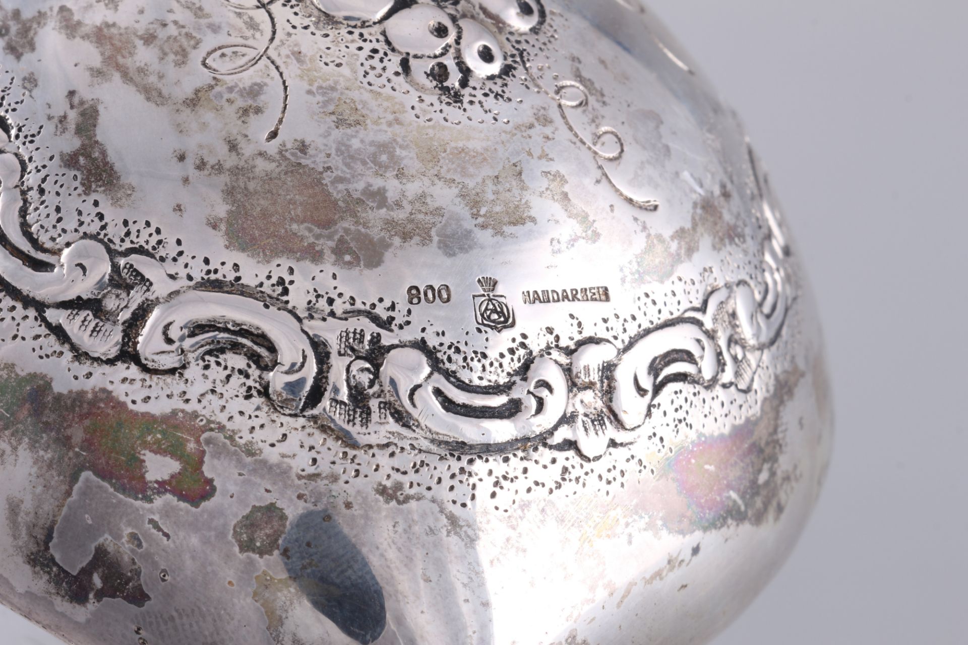 Jugendstil Kristallkaraffe mit 800 Silberdeckel, art nouveau crystal jug with silver lid, - Bild 4 aus 4