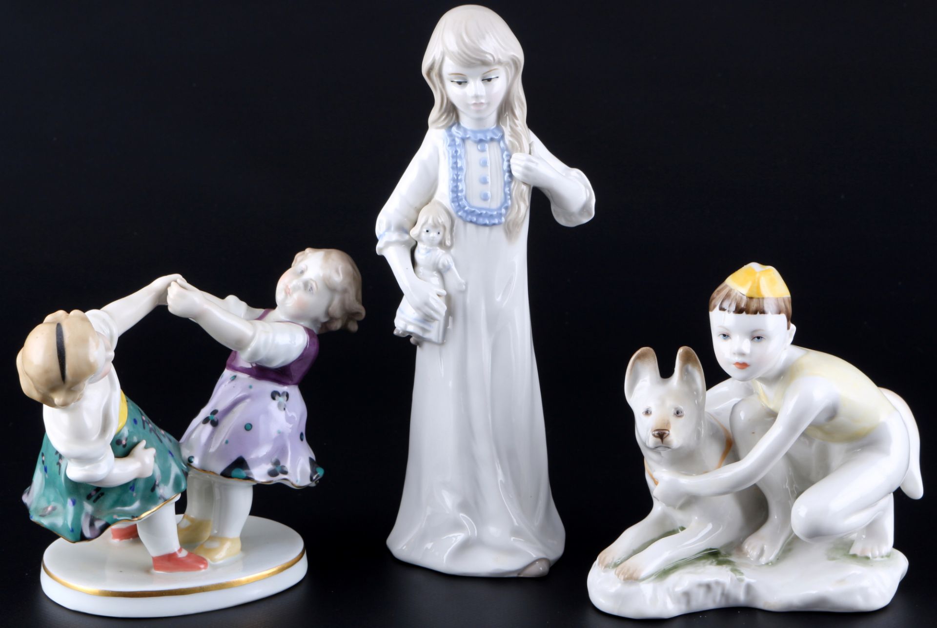 3 Kinderfiguren, u.a. Ens und Wagner & Apel, porcelain children figures,