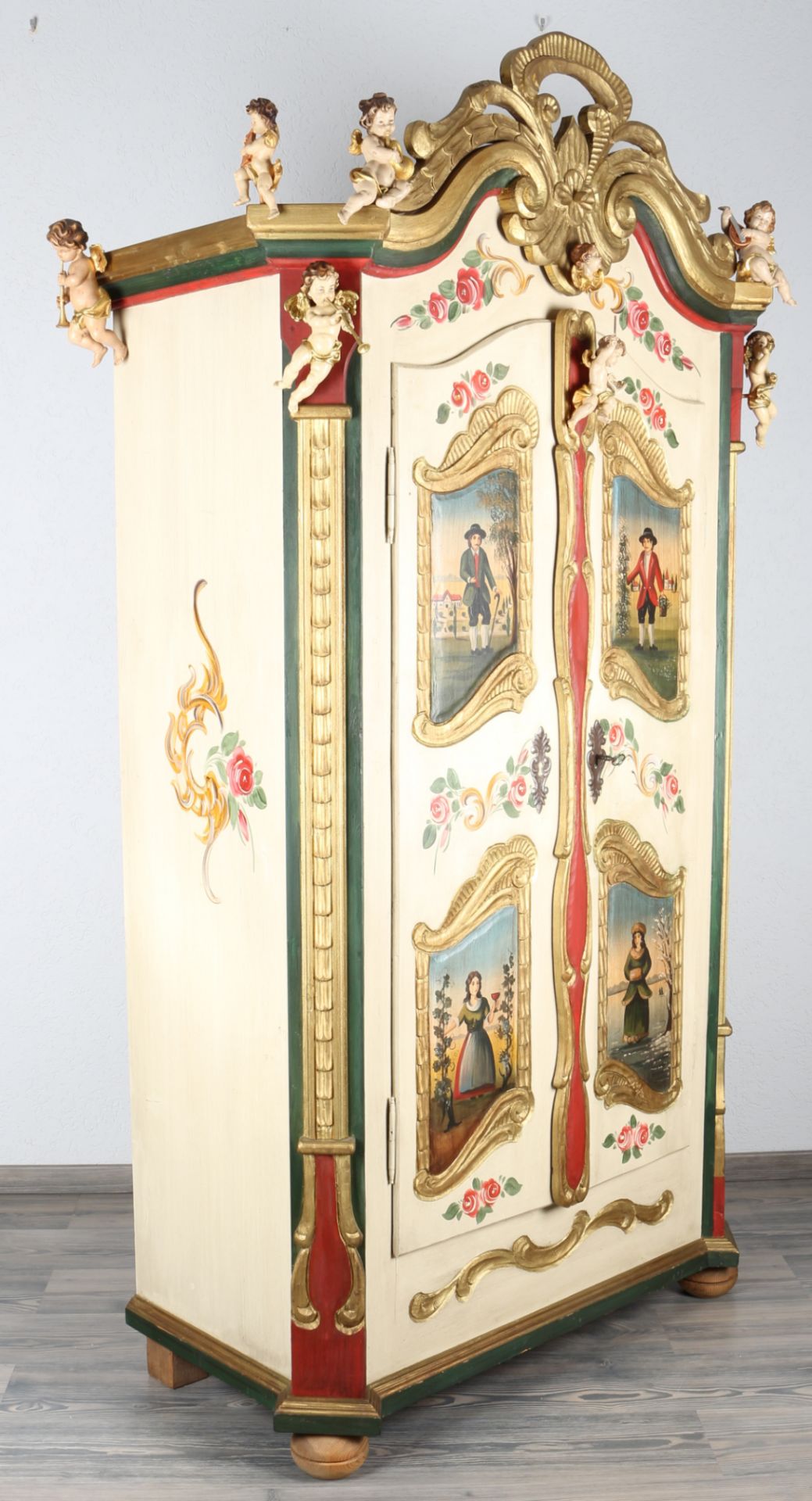 Bauernschrank mit aufgesetzten Putten, farmer cabinet with putti, - Bild 4 aus 6