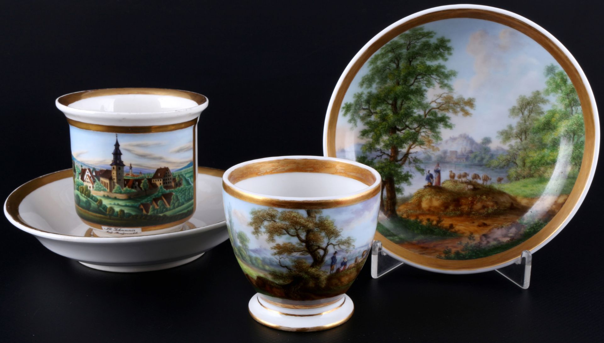 2 Ansichtentassen 19. Jahrhundert, collection cups 19th century, 