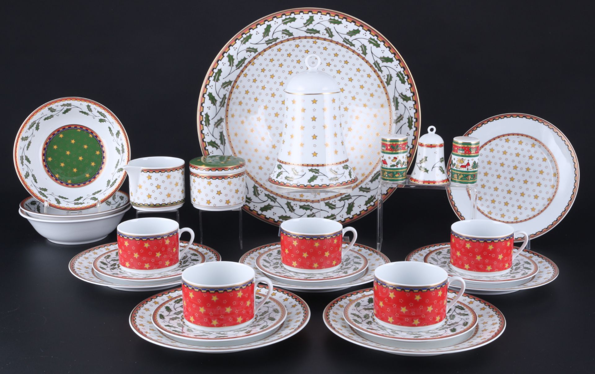 Fürstenberg Fox Ilex Weihnachtsporzellan für 5 Personen, Christmas porcelain for 5 people,