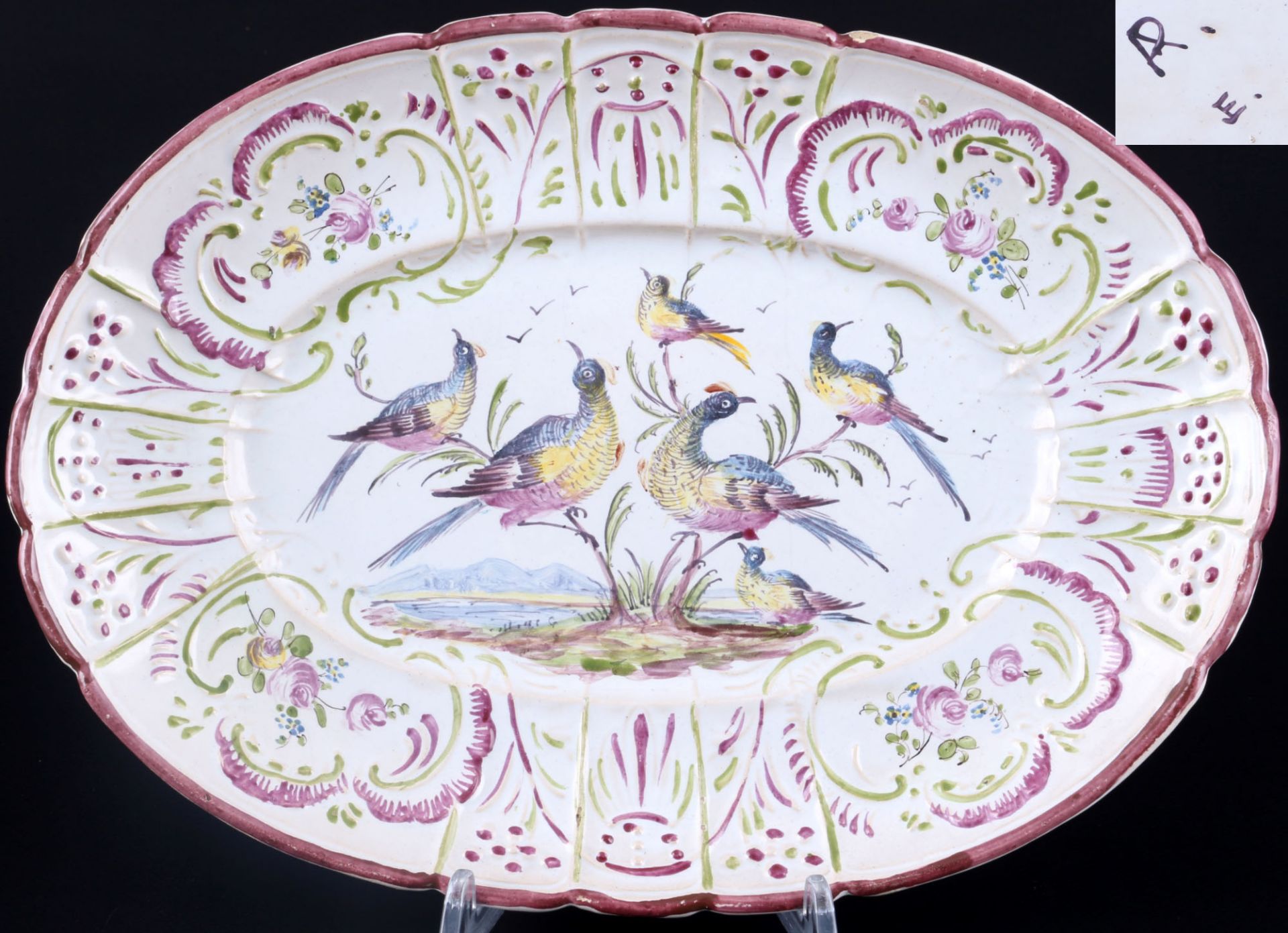 Niederlande 18. / 19. Jahrhundert Wandplatte mit Vogelmalerei, dutch ceramic platter,