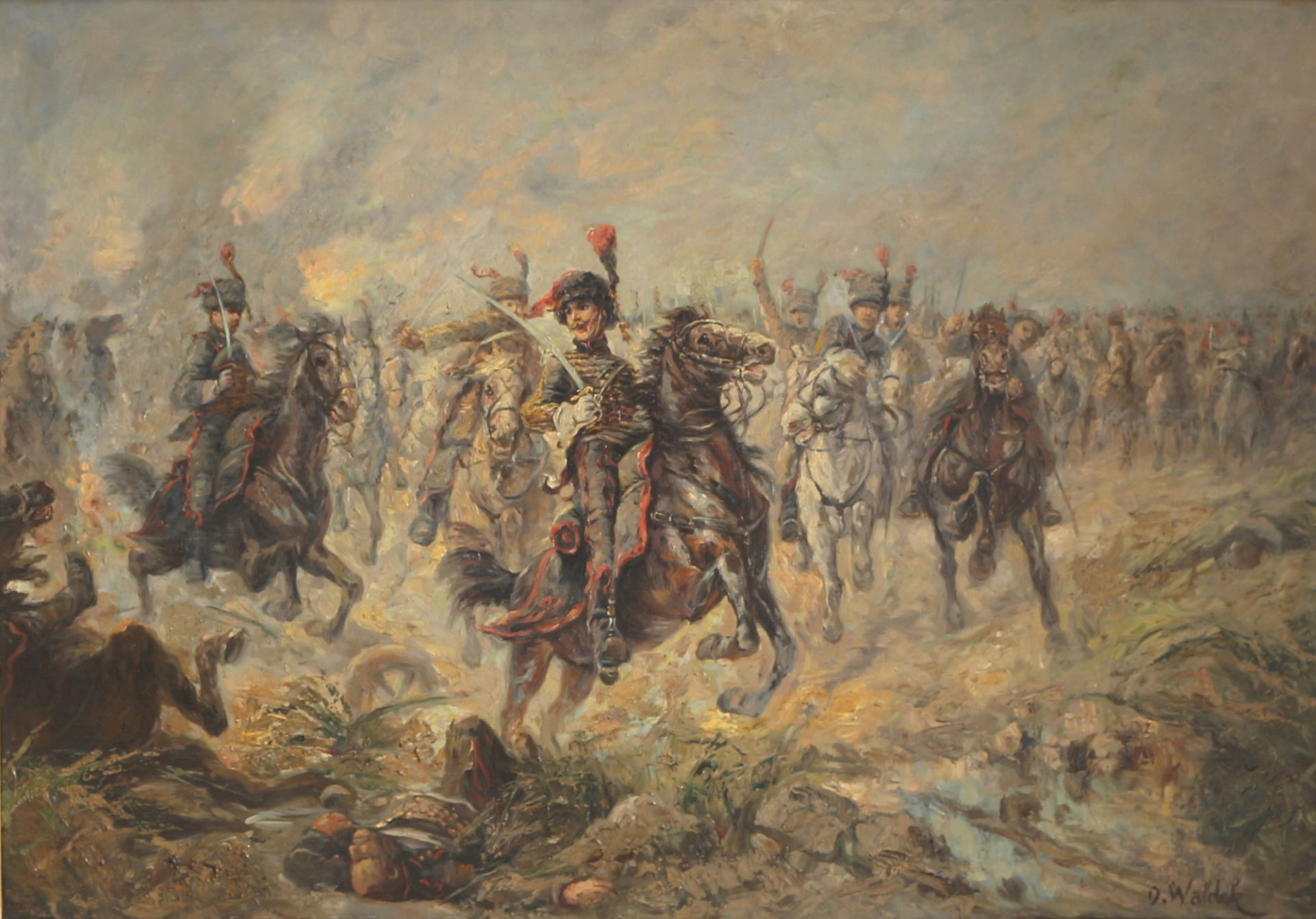 C. Waldek 19. Jahrhundert, Schlacht der Husaren, battle of hussars 19th century,