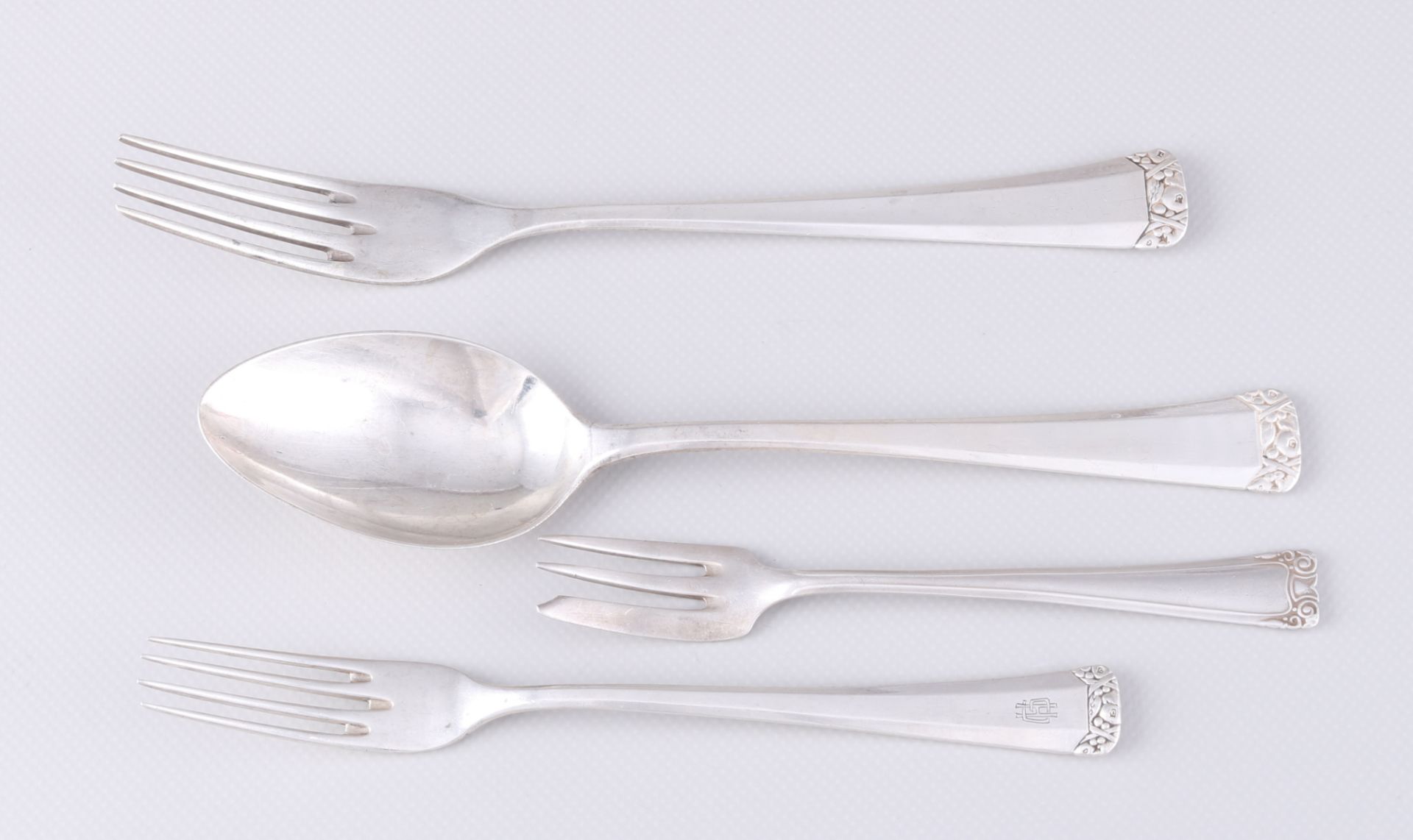 Bruckmann 800 Silber 17-teiliges Besteck Konvolut, silver cutlery lot, - Bild 2 aus 4