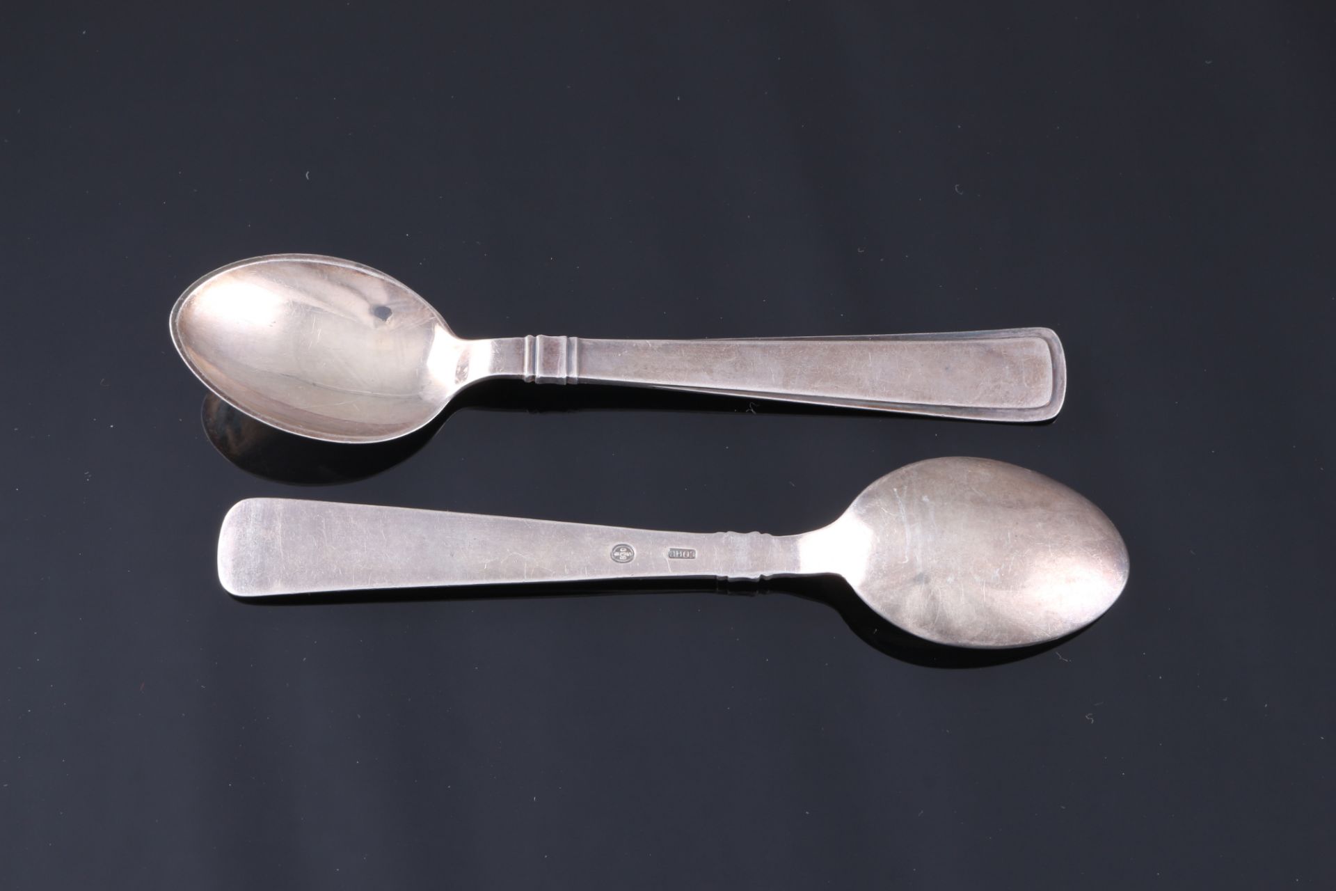 Dänemark 830 / 925 Silber 6 Kaffeelöffel, Carl M. Cohr, danish silver coffee spoons, - Bild 3 aus 4