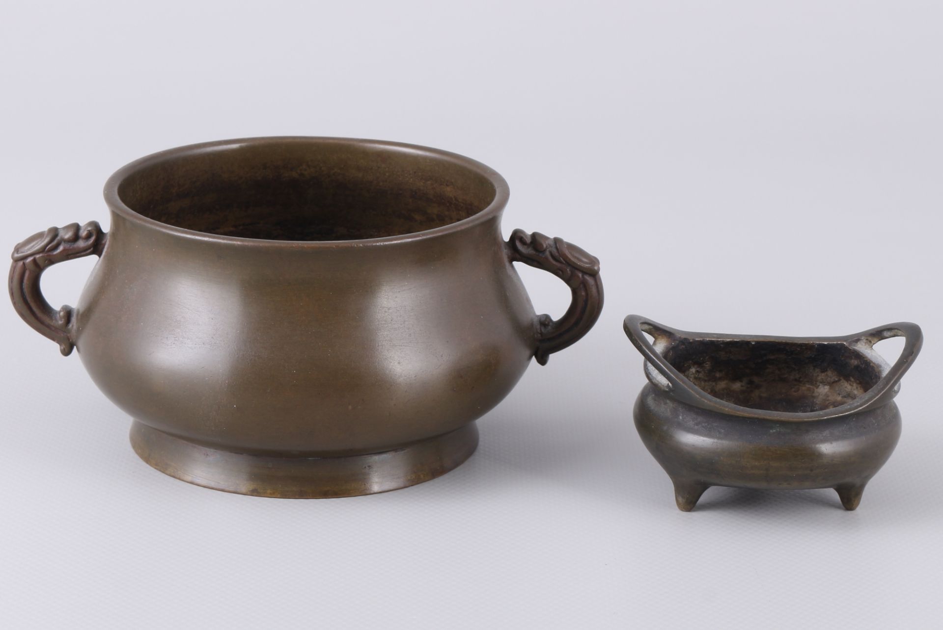 China 2 Weihrauchbrenner Xuande Qing-Dynasty, chinese 2 bronze burner/censer,