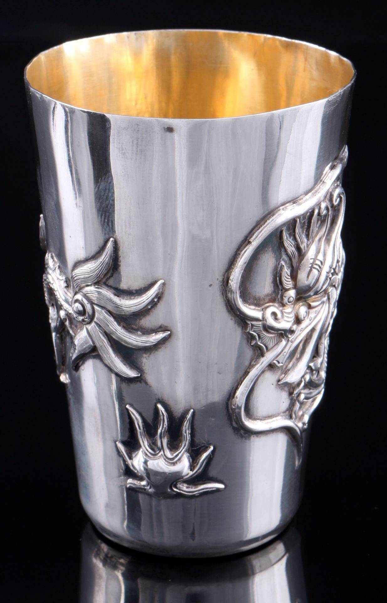China Silber 6 Becher mit Drachen um 1920, chinese silver cups / beaker, - Image 4 of 5
