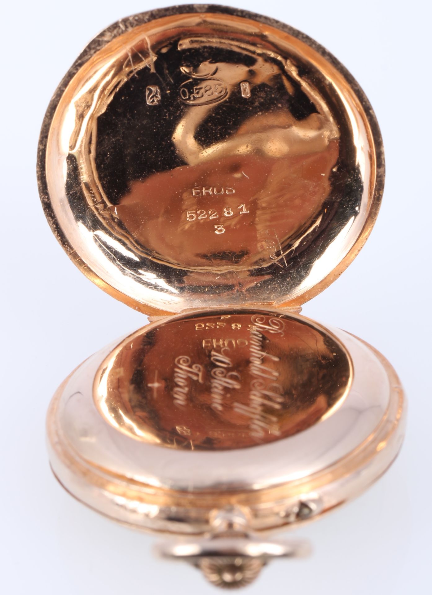 585 Gold Damen Taschenuhr, 14K gold pocket watch art nouveau, - Image 3 of 6