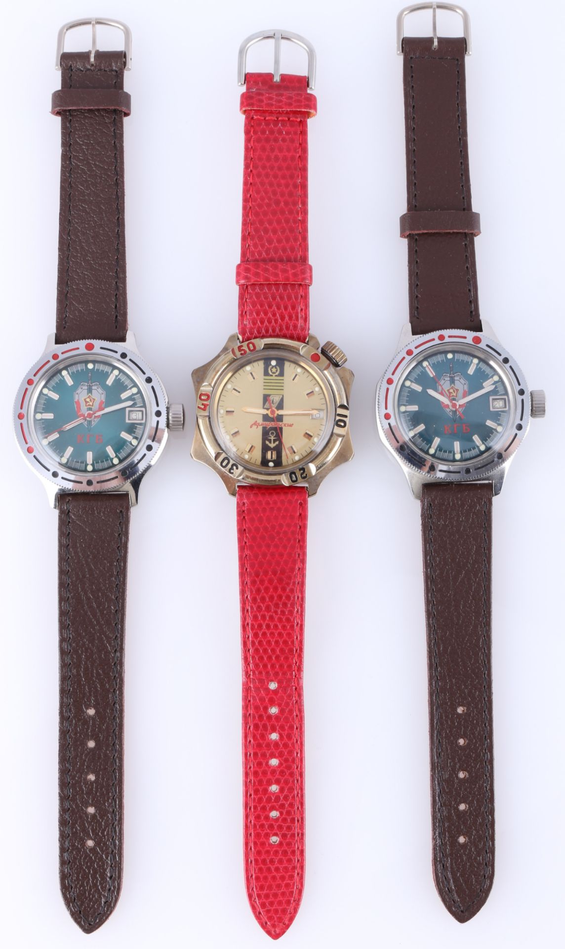 3 russische Wostok Armbanduhren Automatik, 3 Russian Vostok automatic wristwatches,