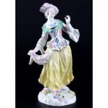 Meissen große Dame mit Tasche 1.Wahl, porcelain woman with bag 1st choice,