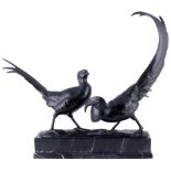 Anton Büschelberger (1869-1934) Bronze Fasanenpaar, pair of pheasants,