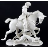 Nymphenburg Rote Jagd Reiter mit Hunden, horseman with hunting dogs,