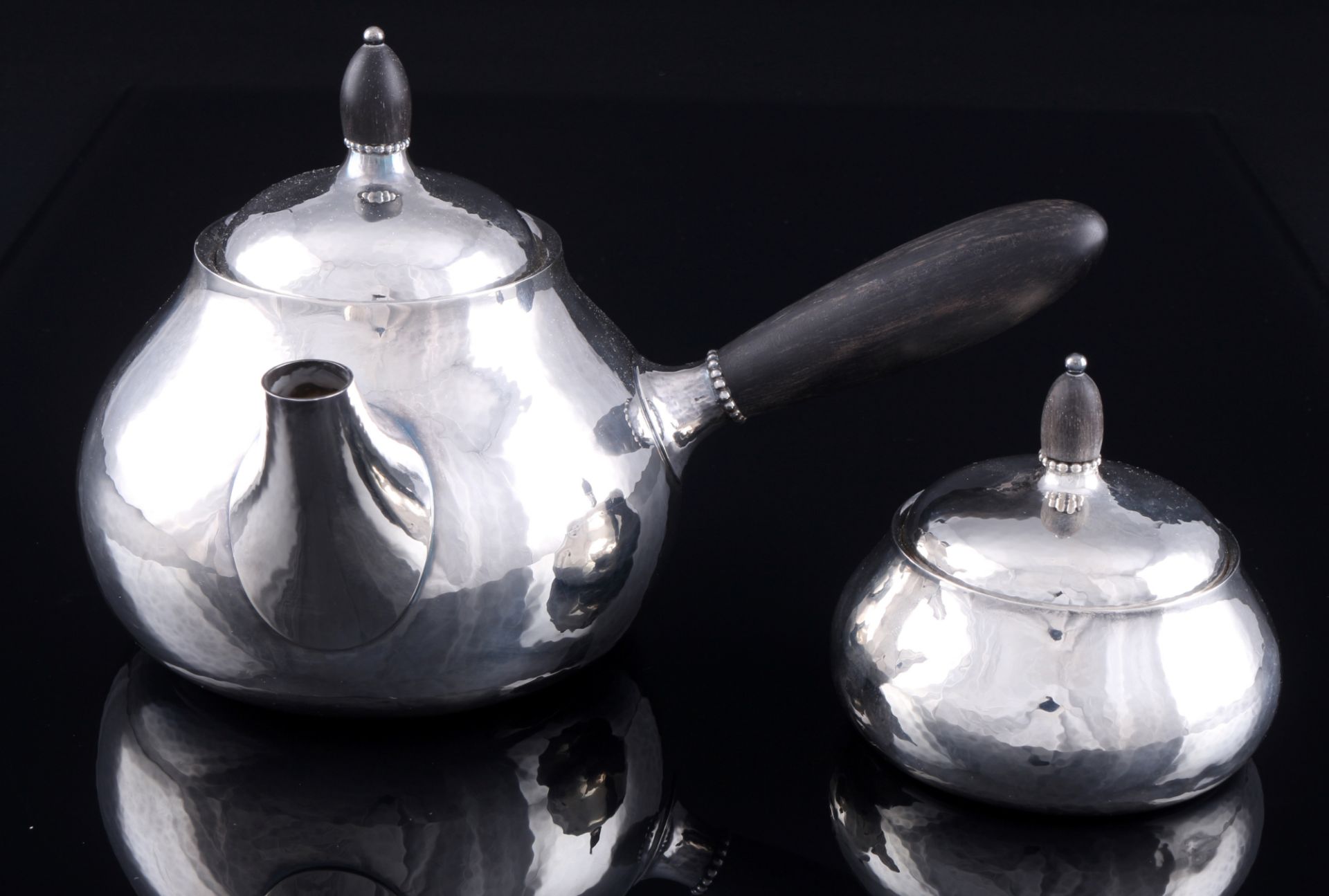 Georg Jensen 925 Silber Teekanne & Zuckerdose 80A, sterling silver tea pot and sugar box,