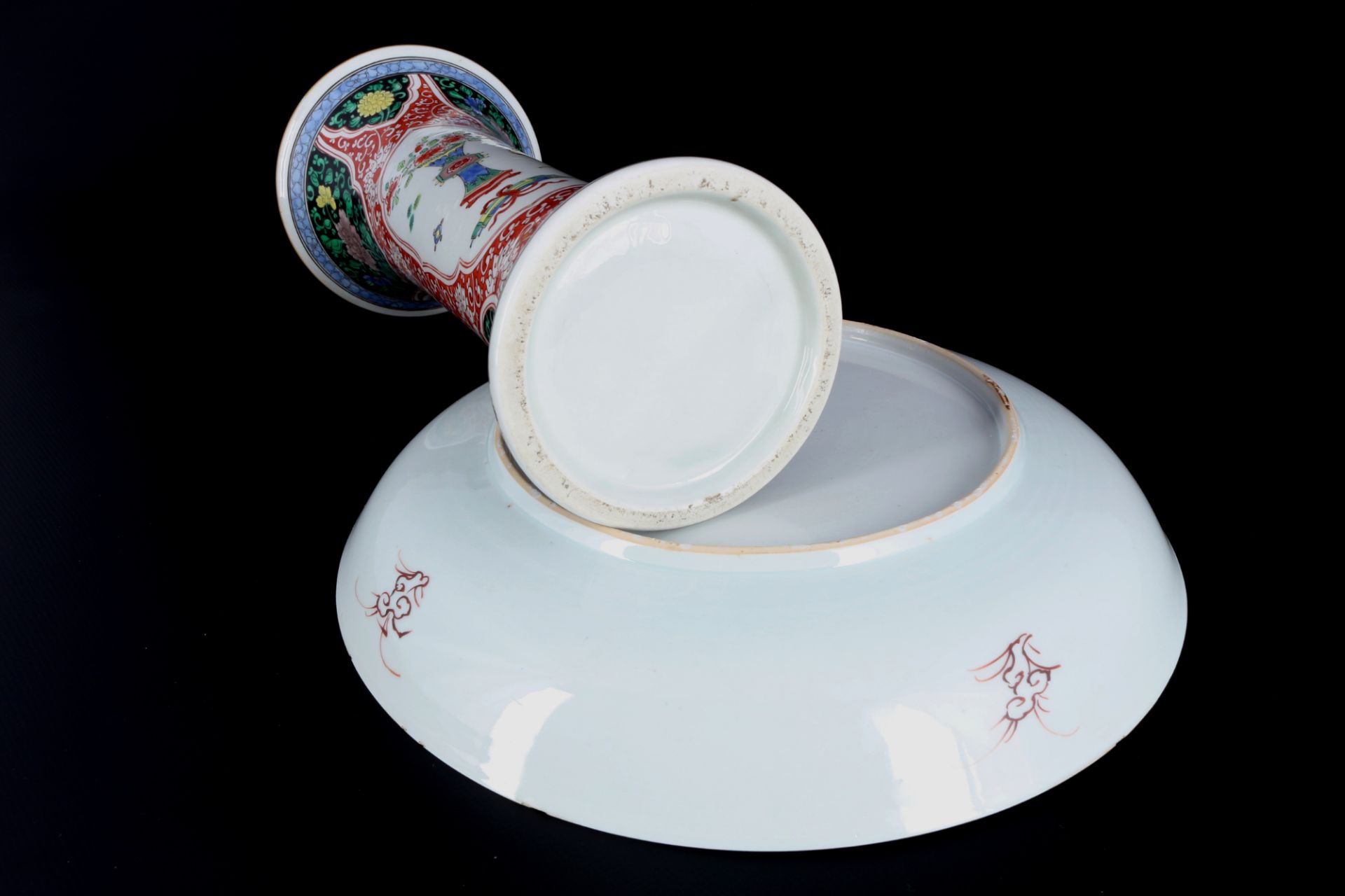 China Trompetenvase und Schale mit floralem Dekor, chinese vase and bowl, - Image 6 of 6