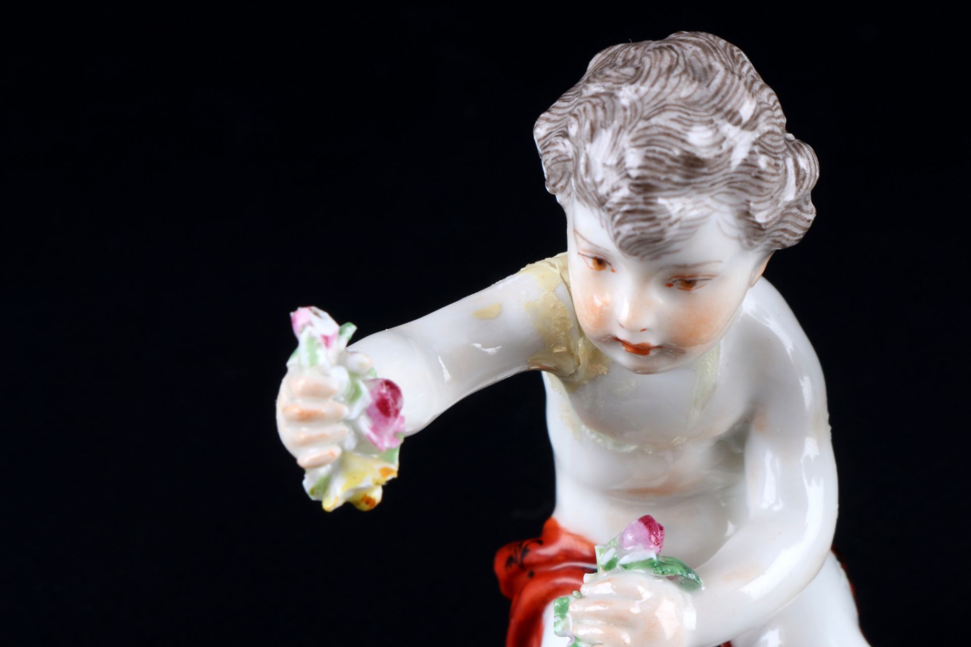 Meissen 2 Putten mit Blumen 1.Wahl, Knaufmarke 1860-1924, cherubs with flowers 1st choice, - Image 7 of 8