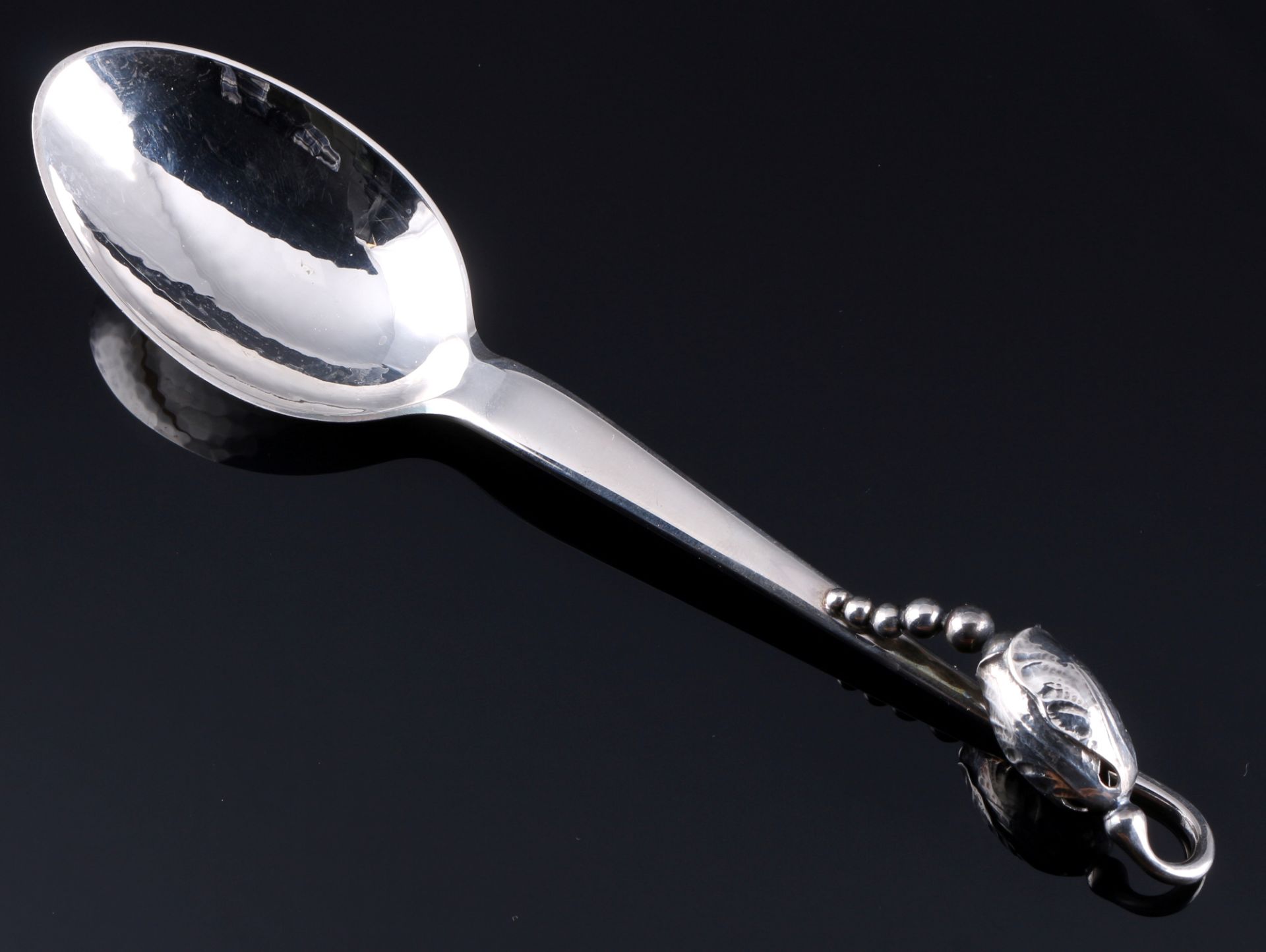 Georg Jensen Blossom / Magnolia 925 Silber Dessertlöffel, sterling silver dessert spoon,