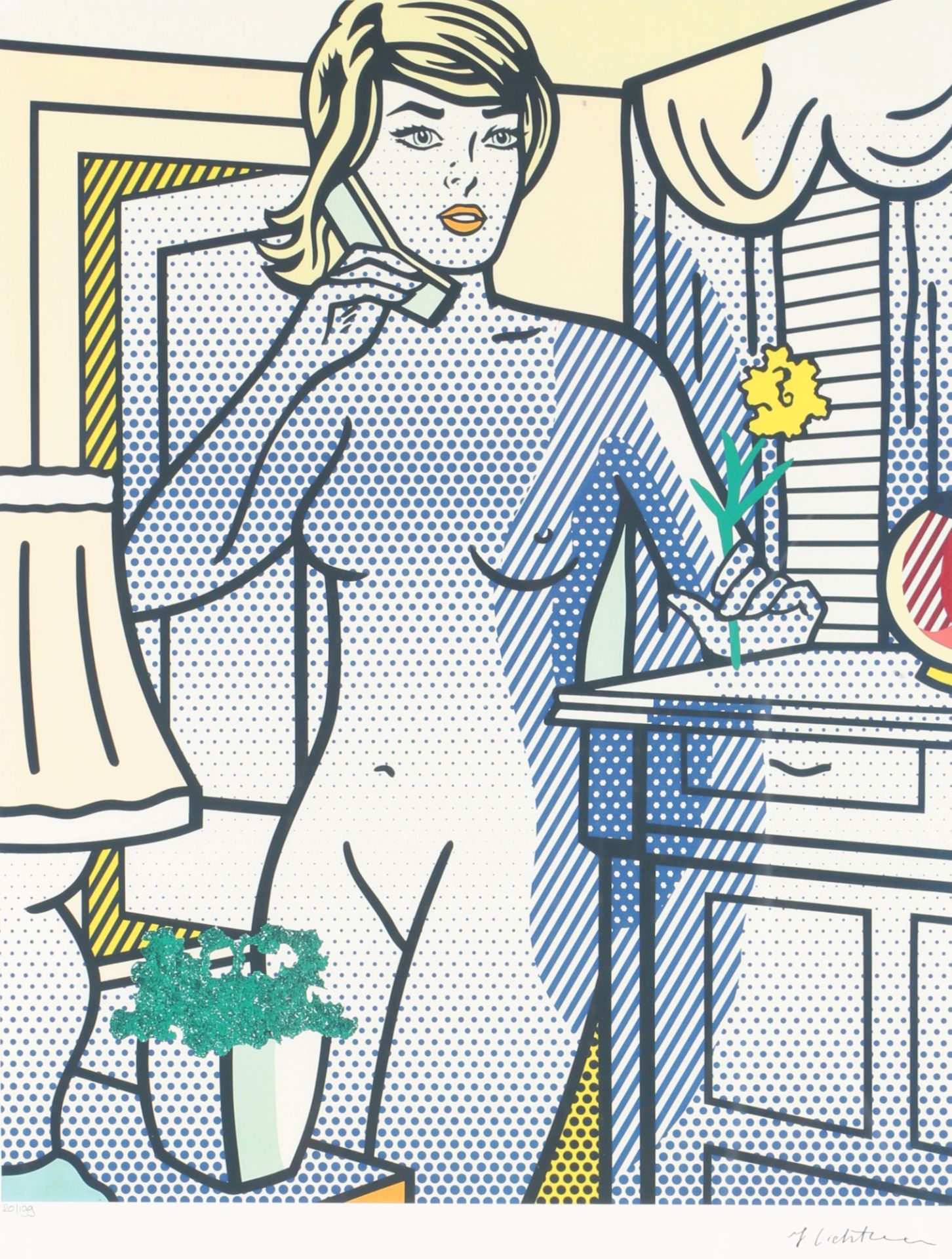 Roy Lichtenstein (1923-1997) weiblicher telefonierender Akt, female phoning nude act,