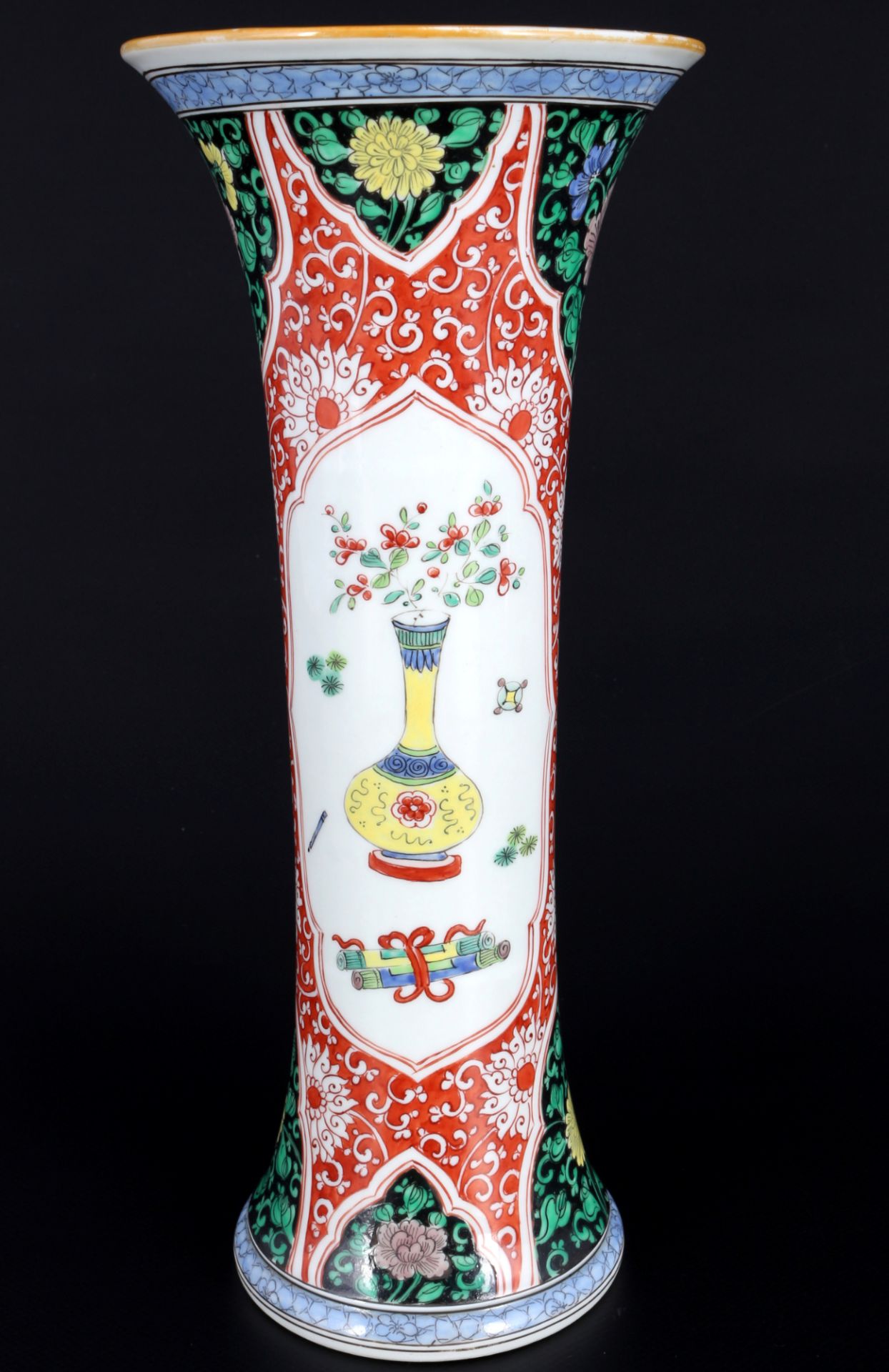 China Trompetenvase und Schale mit floralem Dekor, chinese vase and bowl, - Image 2 of 6