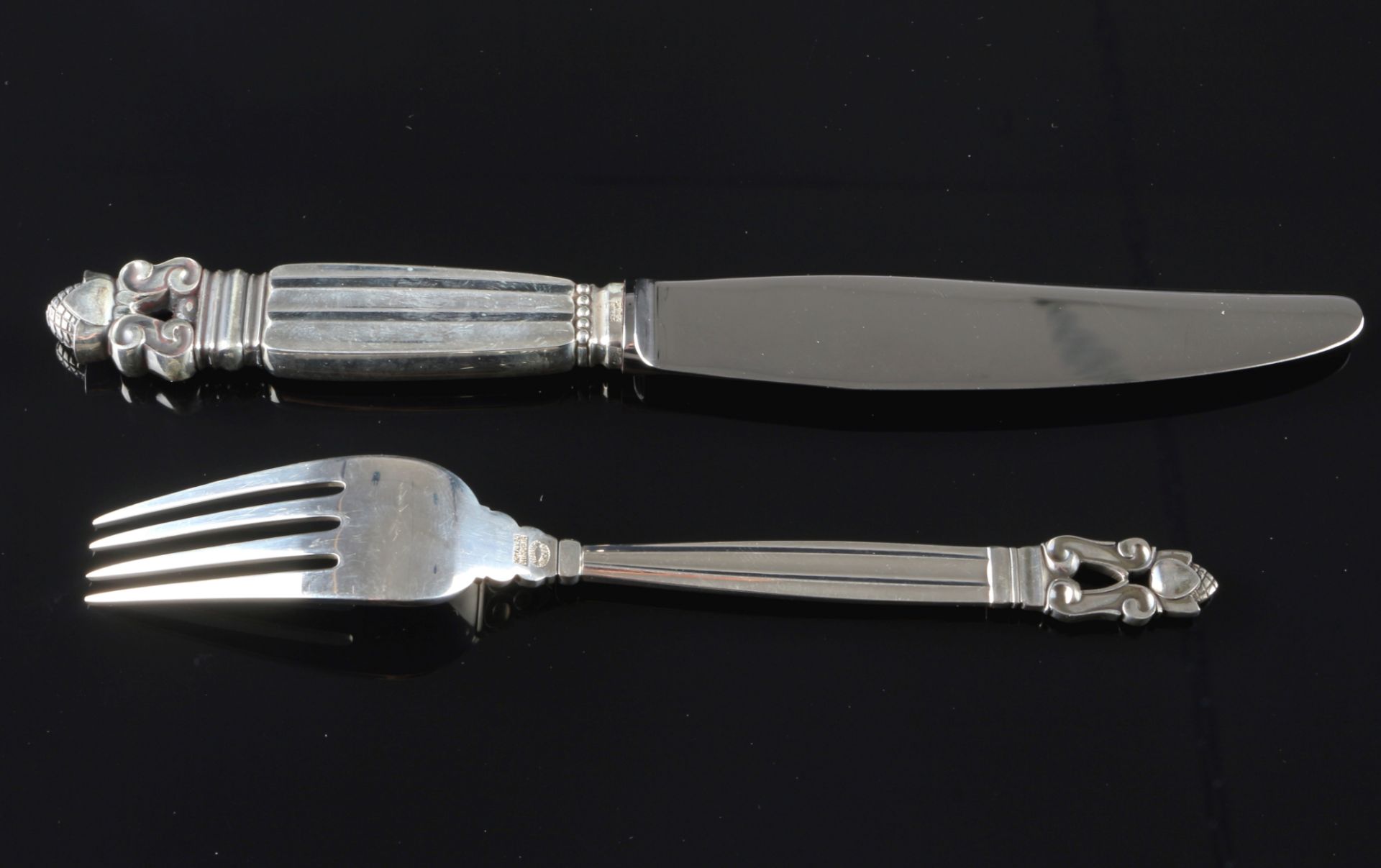 Georg Jensen Acorn König 925 Silber Vorspeisebesteck, 12-teilig, silver hors d'oeuvre cutlery, - Image 3 of 4