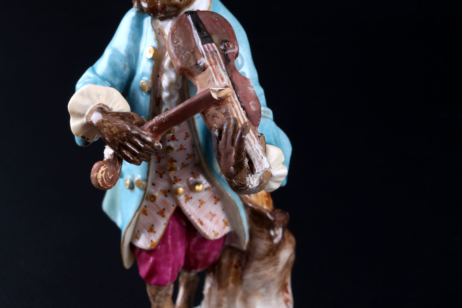 Meissen Affenkapelle Geiger und Flötist 1.Wahl, Knaufmarke 1860-1924, violinist and flutist monkey - Bild 6 aus 7