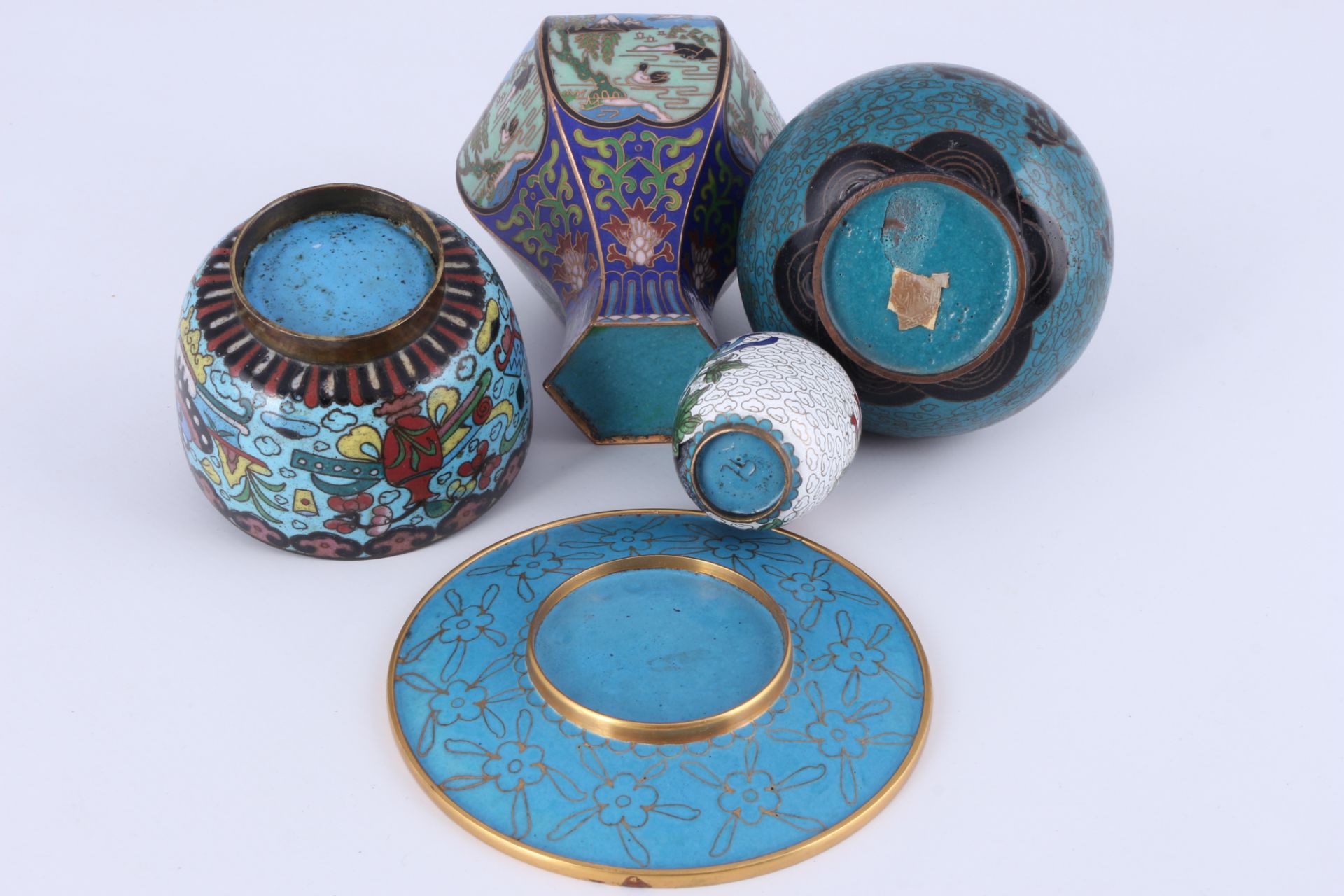 China Cloisonne Konvolut, Vasen Schale und Platte, chinese lot, - Image 5 of 5