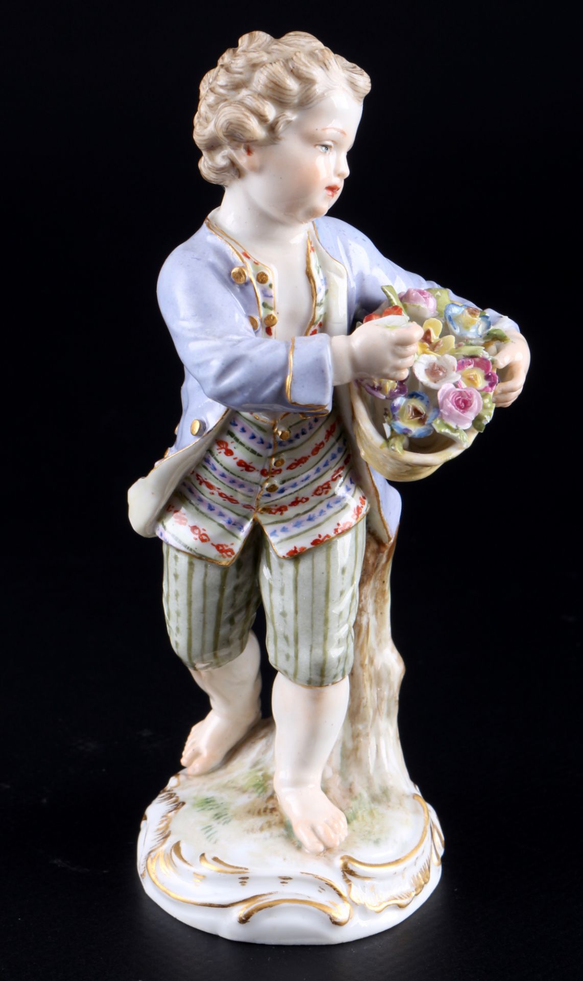 Meissen Gärtnerkind mit Blumenkorb 1.Wahl, Knaufmarke 1860-1924, gardeners child with flower basket