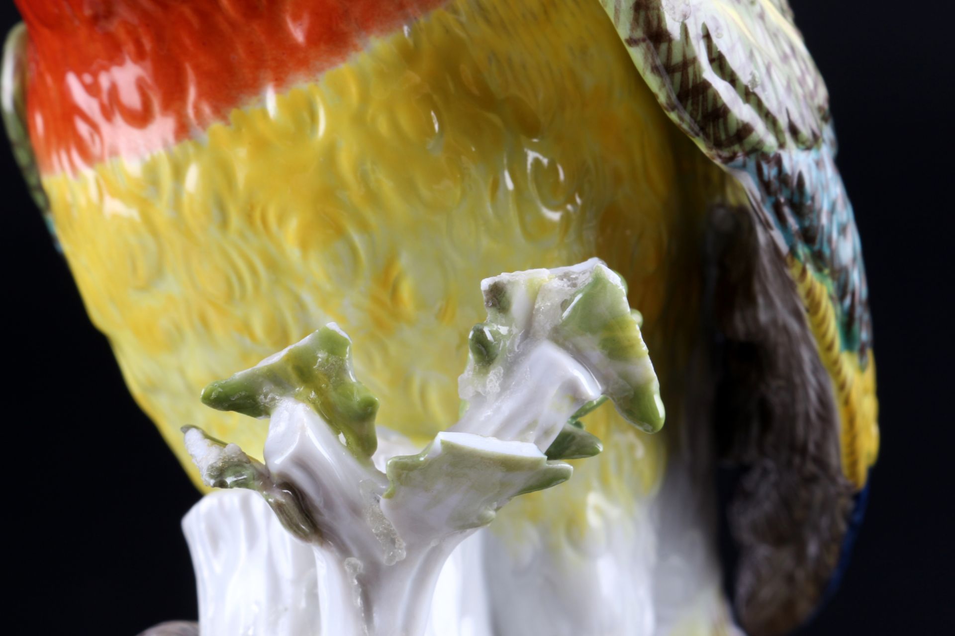 Meissen Ara Papagei auf Stamm, porcelain parrot, - Bild 6 aus 7