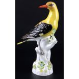 Meissen Pirol auf Stamm 1.Wahl, porcelain oriole 1st choice,