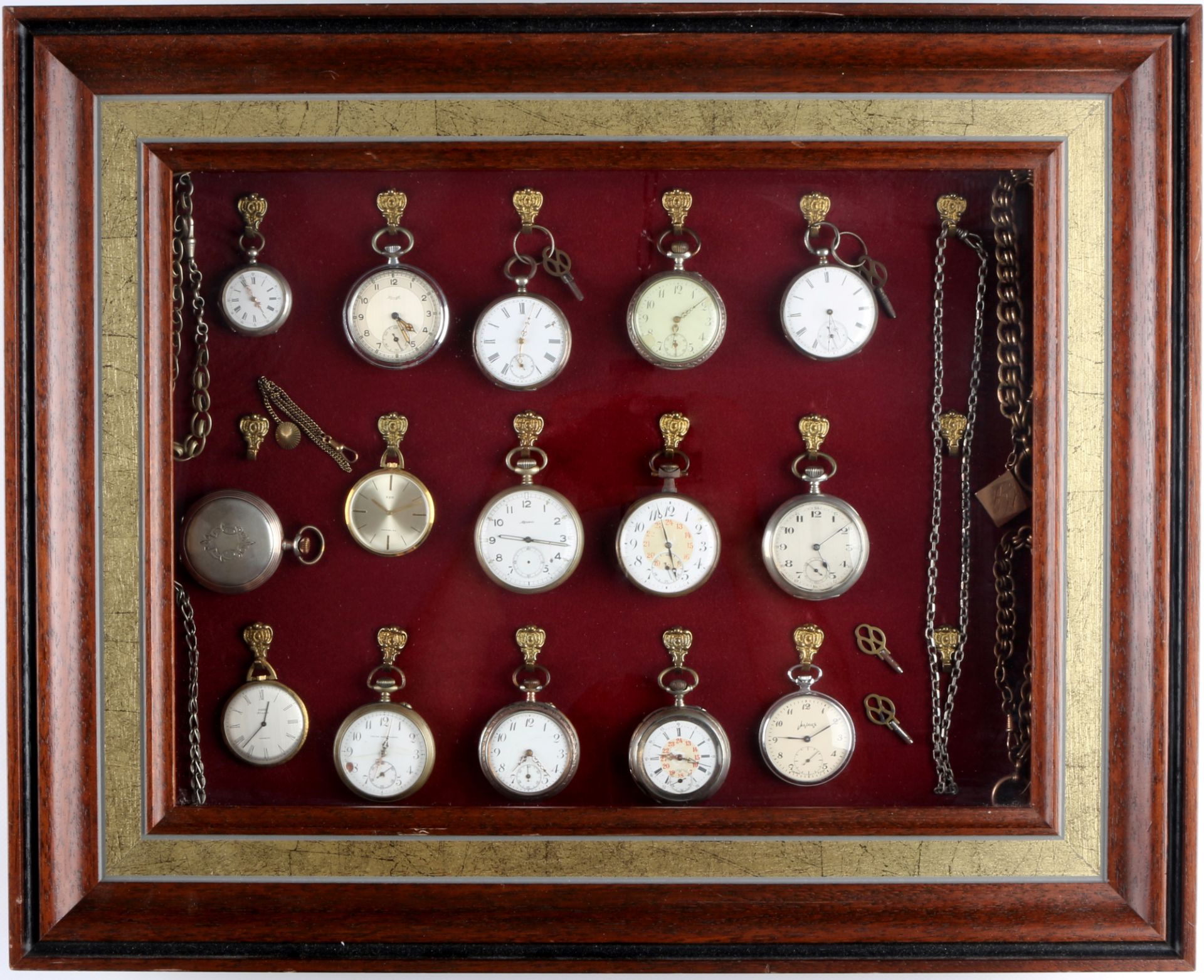 Sammlung von 15 Taschenuhren im Schaukasten, collection of 15 pocket watches in a showcase, - Image 2 of 10