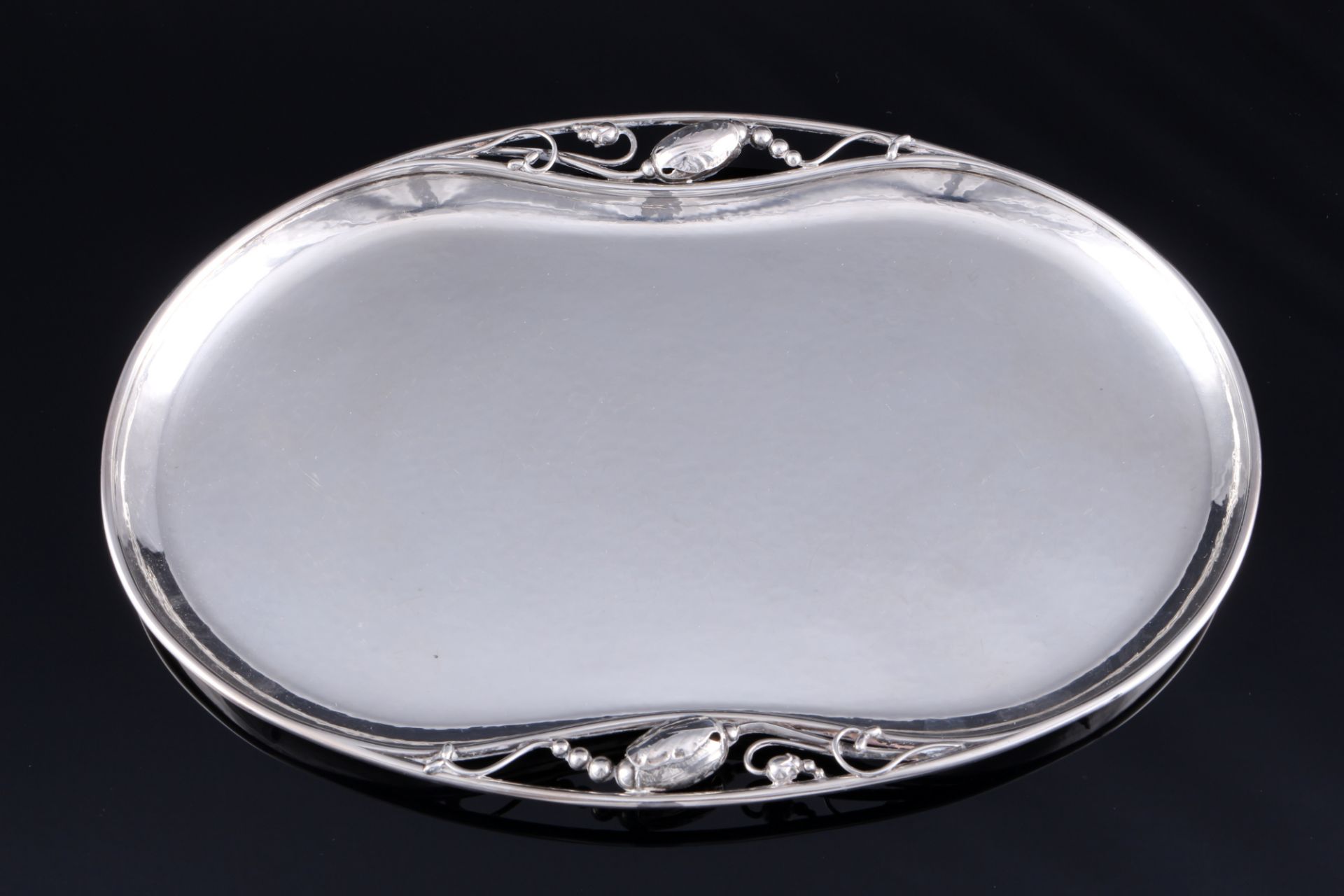 Georg Jensen Blossom / Magnolia 925 Silber Tablett 2P, sterling silver tray,