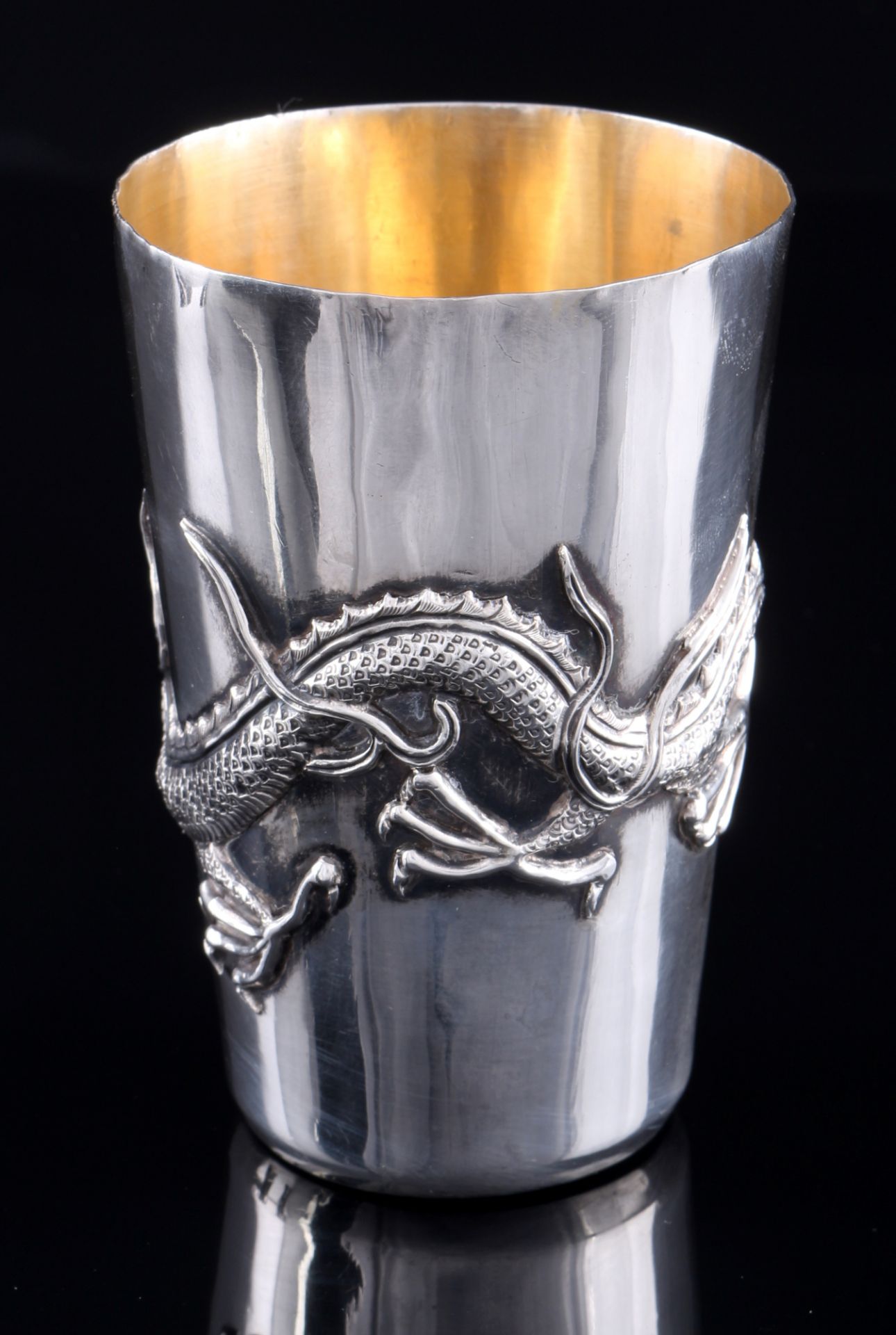 China Silber 6 Becher mit Drachen um 1920, chinese silver cups / beaker, - Image 3 of 5
