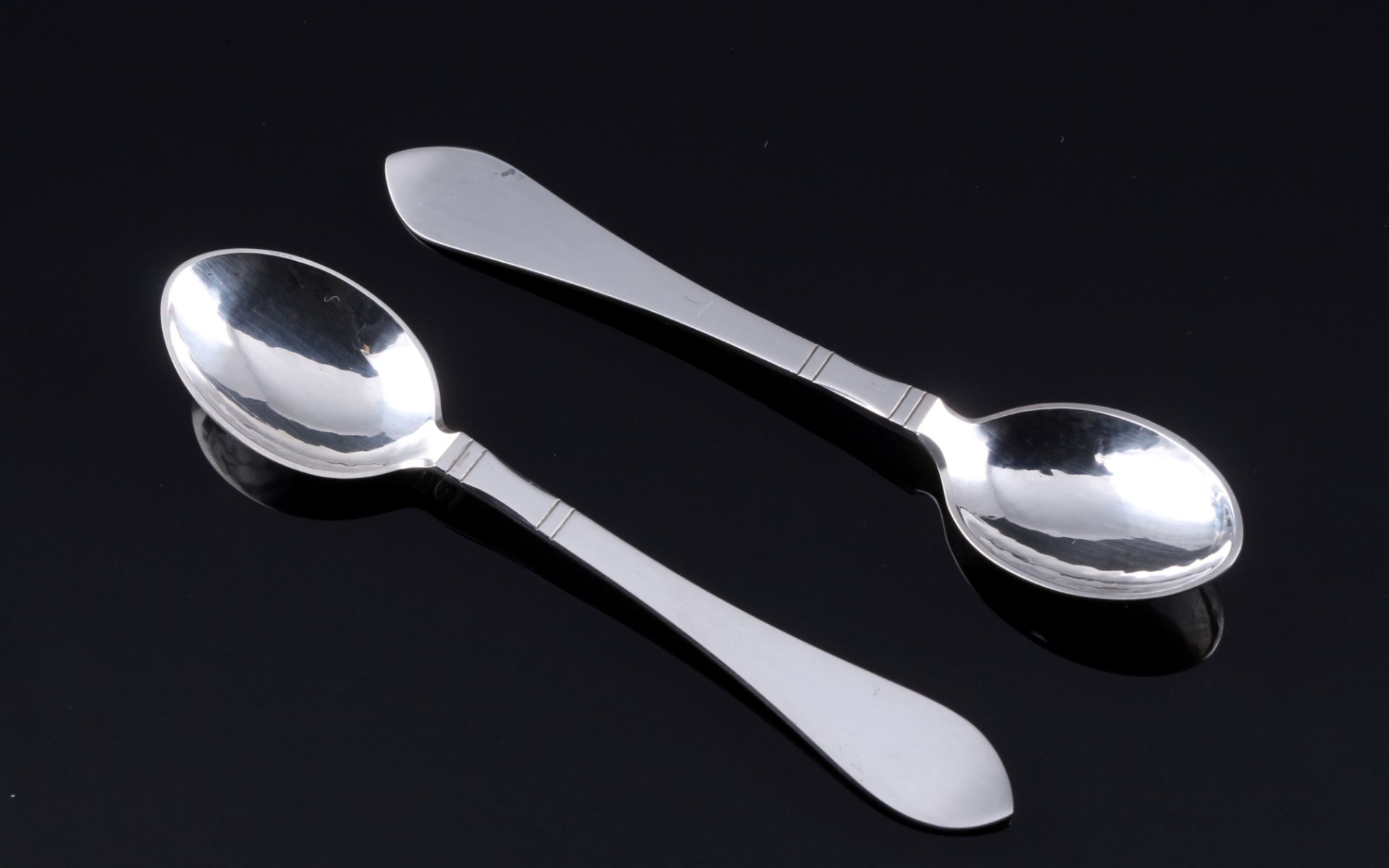 Georg Jensen Continental 925 Silber 4 Mokkalöffel, sterling silver mocha spoons, - Bild 2 aus 4