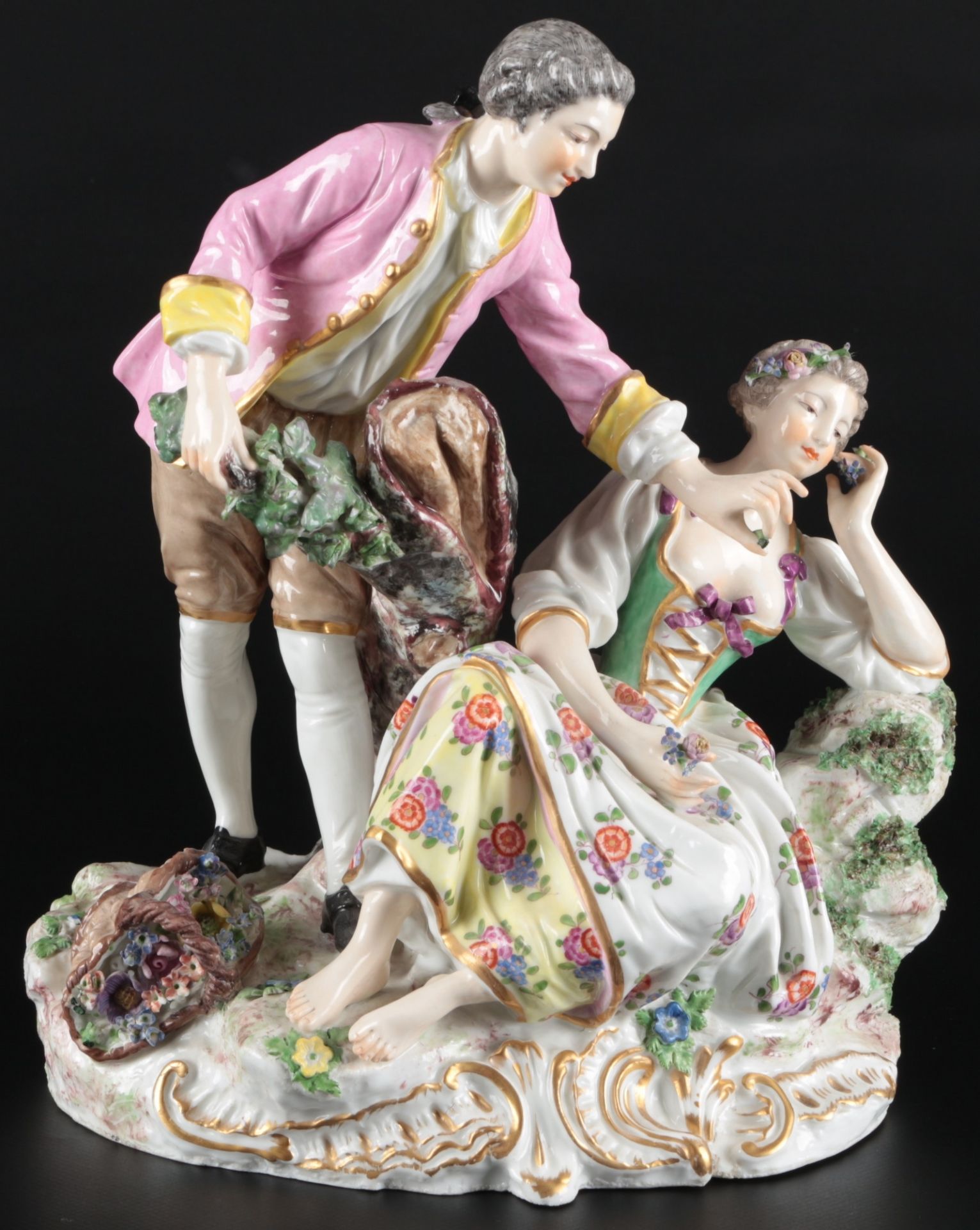 Große romantische Figurengruppe um 1900, romantic couple,