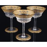 St. Louis Thistle Gold 3 große Sektschalen, large champagne bowls,