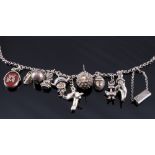 925 Silber - ausgefallene Halskette mit großen Charms,