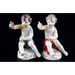 Meissen 2 Putten mit Blumen 1.Wahl, Knaufmarke 1860-1924, cherubs with flowers 1st choice,