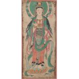 China große Malerei Gottheit Karana Mudra Buddha, buddhist painting,