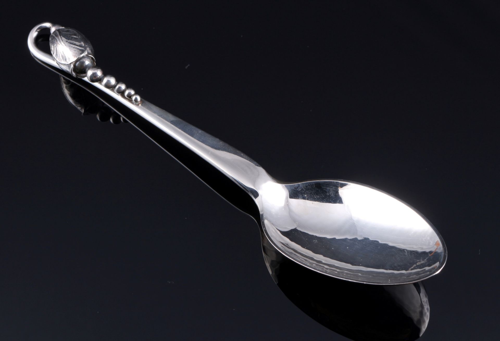 Georg Jensen Blossom / Magnolia 925 Silber Dessertlöffel, sterling silver dessert spoon, - Image 2 of 3
