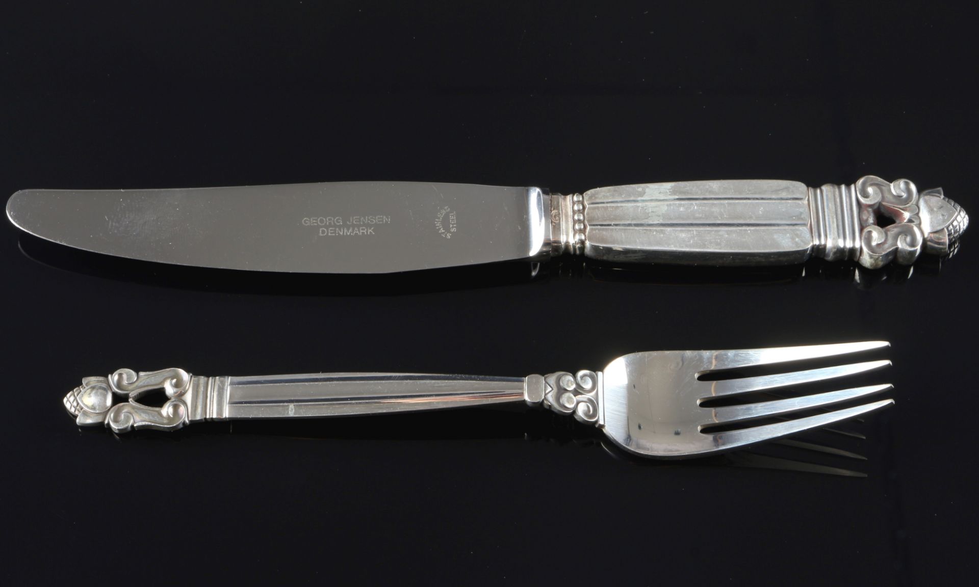 Georg Jensen Acorn König 925 Silber Vorspeisebesteck, 12-teilig, silver hors d'oeuvre cutlery, - Image 2 of 4