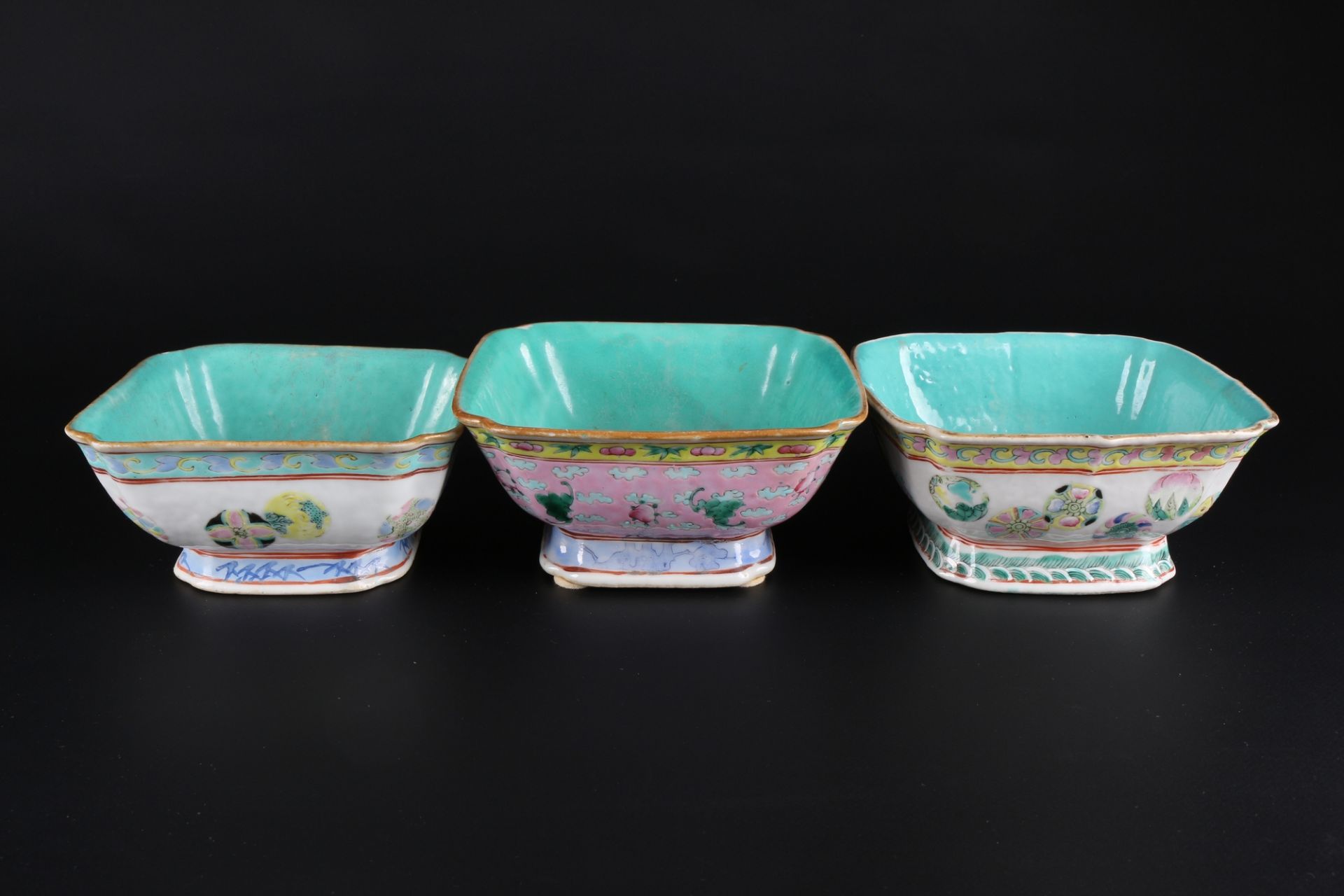 China 3 Schalen Famille verte, chinese bowls, - Image 5 of 6