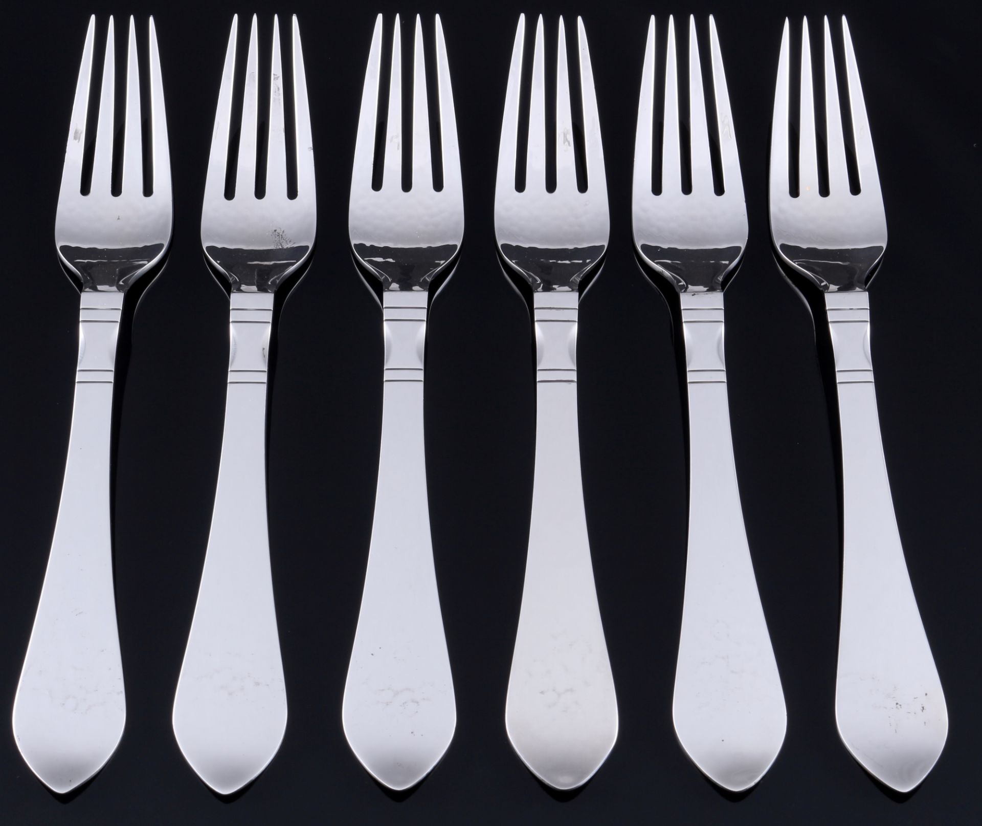 Georg Jensen Continental 925 Silber 6 Vorspeisengabeln, sterling silver forks for hors d'oeuvre,