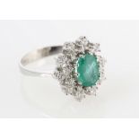 585 Gold Ring mit Smaragd und Brillanten 0,5ct, 14K gold ring with emerald and diamonds,